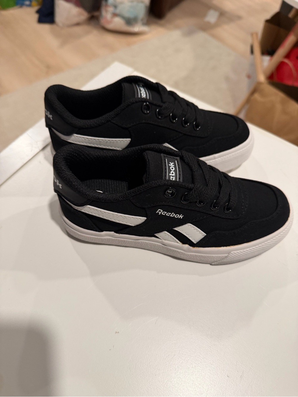 Reebok Black and White Low-Top Casual Sneakers 12 kids no box